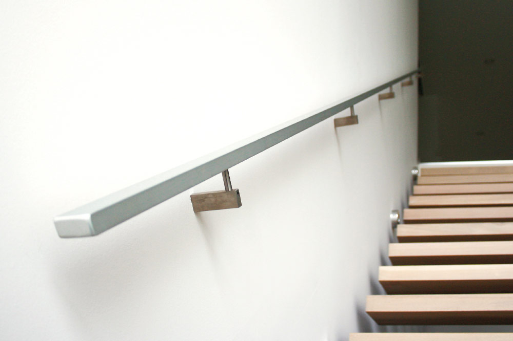 wall mount handrails / solid aluminum handrails / rectangular stainless steel brackets